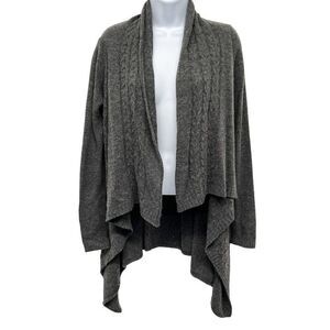 Wool Blend Drape Waterfall Open Front Cable Knit Cardigan Sweater Top Forever 21